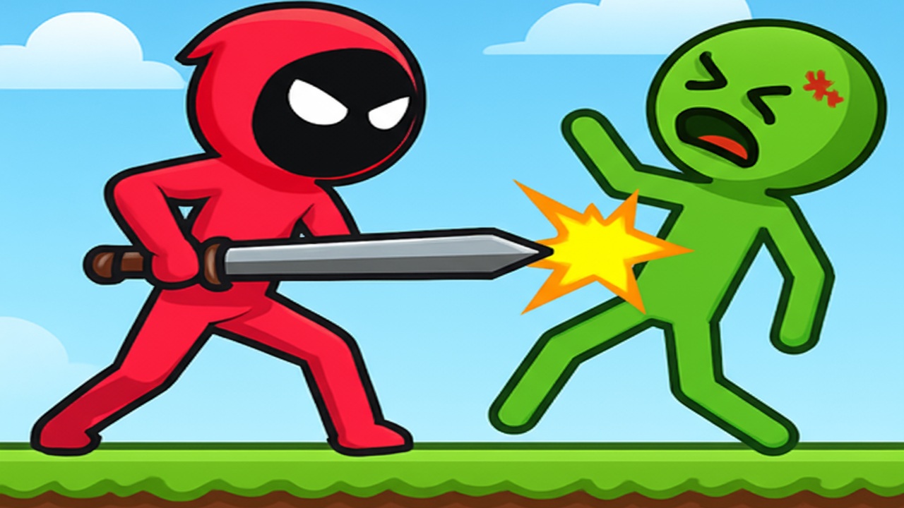 Red Stickman vs Monster School — 2D combat platformer